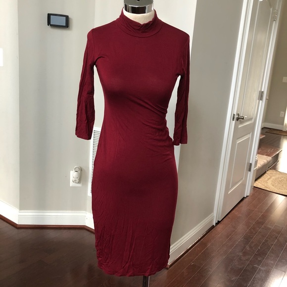 Beautiful Deept Rust Colored Mock Neck Dress - Picture 1 of 5